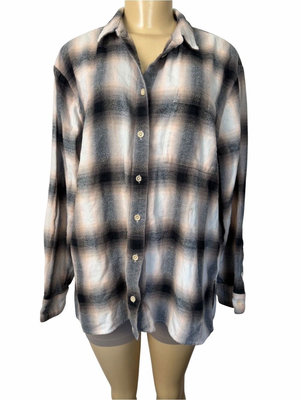Flannel Oversized Ex-Boyfriend Shirt in Robson Plaid large